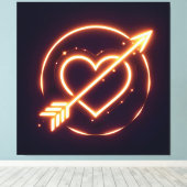 glowing image of a heart with cupid's arrow キャンバスプリント (インサイチュ (ウッドフロア))