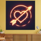glowing image of a heart with cupid's arrow キャンバスプリント (インサイチュ (リビング))