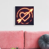 glowing image of a heart with cupid's arrow キャンバスプリント (インサイチュ (リビング))