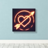 glowing image of a heart with cupid's arrow キャンバスプリント (インサイチュ (ウッドフロア))