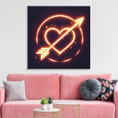 glowing image of a heart with cupid's arrow キャンバスプリント (インサイチュ (リビング))