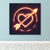 glowing image of a heart with cupid's arrow キャンバスプリント (インサイチュ (ウッドフロア))