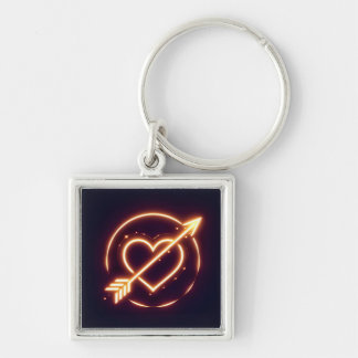 glowing image of a heart with cupid's arrow キーホルダー