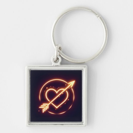 glowing image of a heart with cupid's arrow キーホルダー (正面)