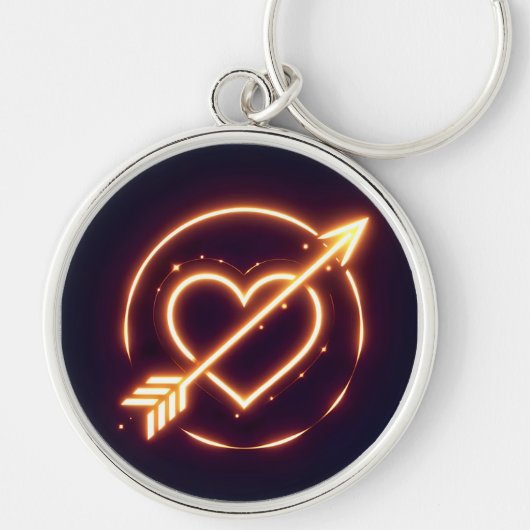 glowing image of a heart with cupid's arrow キーホルダー (正面)