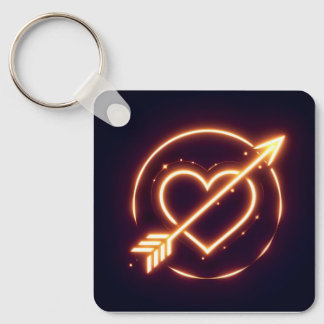 glowing image of a heart with cupid's arrow キーホルダー