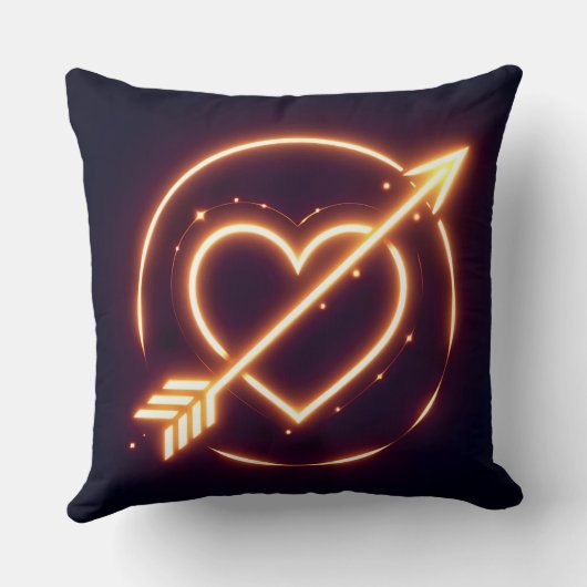 glowing image of a heart with cupid's arrow クッション (裏面)