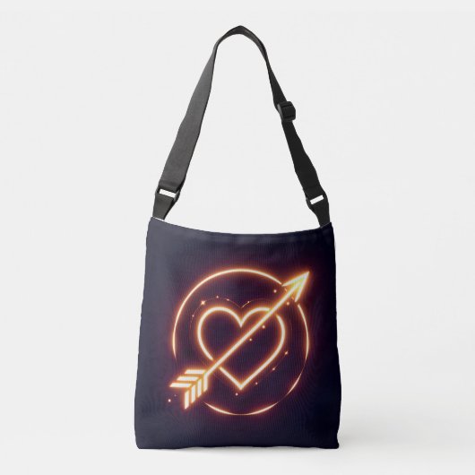 glowing image of a heart with cupid's arrow クロスボディバッグ (正面)
