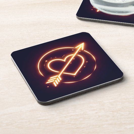 glowing image of a heart with cupid's arrow コースター (左側)