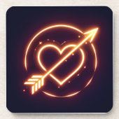 glowing image of a heart with cupid's arrow コースター (正面)