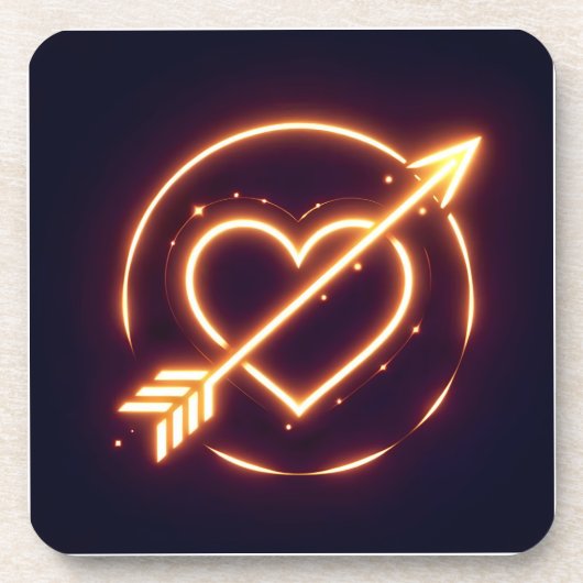 glowing image of a heart with cupid's arrow コースター (正面)