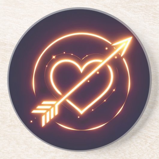 glowing image of a heart with cupid's arrow コースター (正面)