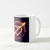 glowing image of a heart with cupid's arrow コーヒーマグカップ (正面右)