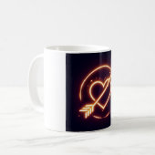 glowing image of a heart with cupid's arrow コーヒーマグカップ (正面左)