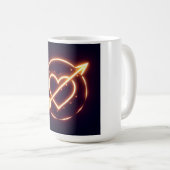 glowing image of a heart with cupid's arrow コーヒーマグカップ (正面右)