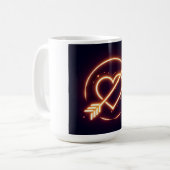 glowing image of a heart with cupid's arrow コーヒーマグカップ (正面左)