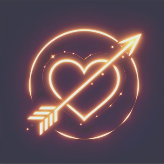 glowing image of a heart with cupid's arrow シール (正面)