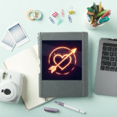 glowing image of a heart with cupid's arrow シール (iPadカバー)