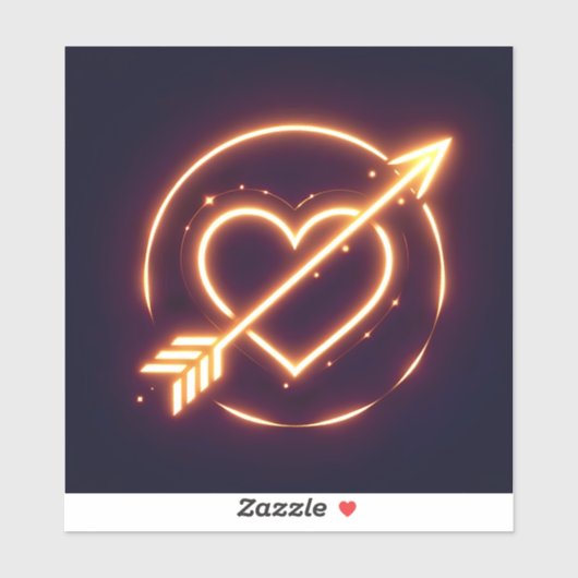glowing image of a heart with cupid's arrow シール (シート)