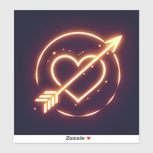 glowing image of a heart with cupid's arrow シール (シート)