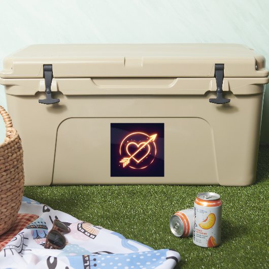 glowing image of a heart with cupid's arrow シール (クーラー)