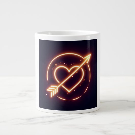 glowing image of a heart with cupid's arrow ジャンボコーヒーマグカップ (正面)
