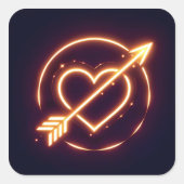 glowing image of a heart with cupid's arrow スクエアシール (正面)