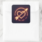 glowing image of a heart with cupid's arrow スクエアシール (バッグ)