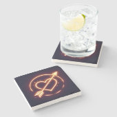 glowing image of a heart with cupid's arrow ストーンコースター (横)