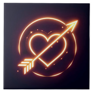 glowing image of a heart with cupid's arrow タイル