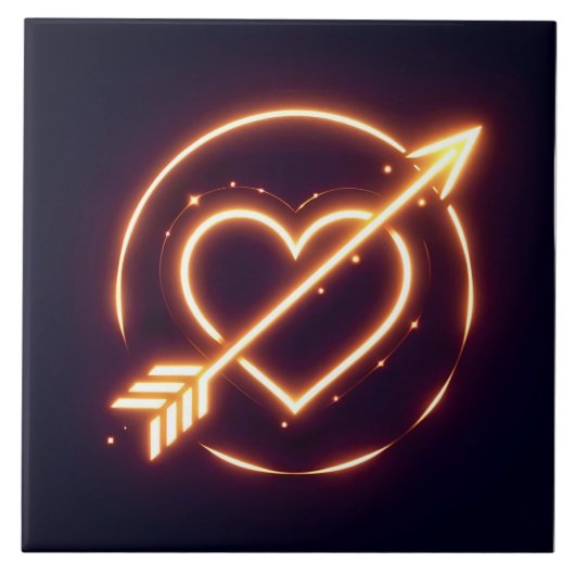 glowing image of a heart with cupid's arrow タイル (正面)