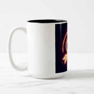 glowing image of a heart with cupid's arrow ツートーンマグカップ