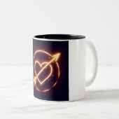 glowing image of a heart with cupid's arrow ツートーンマグカップ (正面右)