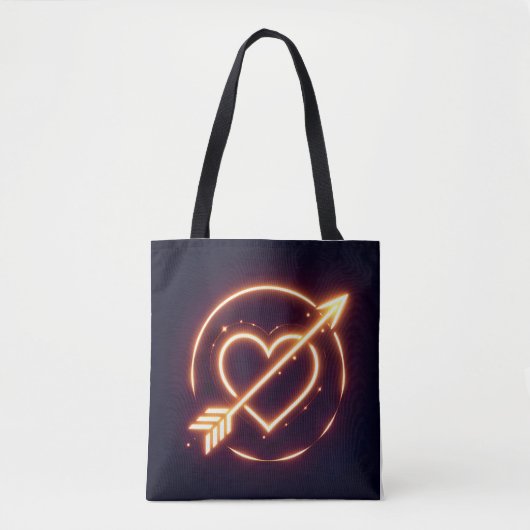 glowing image of a heart with cupid's arrow トートバッグ (正面)