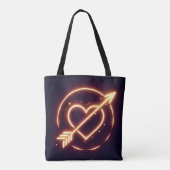glowing image of a heart with cupid's arrow トートバッグ (裏面)