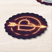 glowing image of a heart with cupid's arrow ペーパーコースター (アングル)