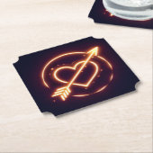 glowing image of a heart with cupid's arrow ペーパーコースター (アングル)