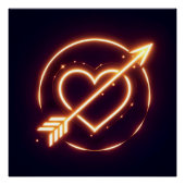 glowing image of a heart with cupid's arrow ポスター (正面)