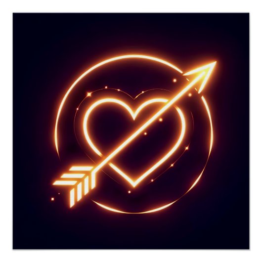 glowing image of a heart with cupid's arrow ポスター (正面)