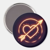 glowing image of a heart with cupid's arrow マグネット (正面/裏面)