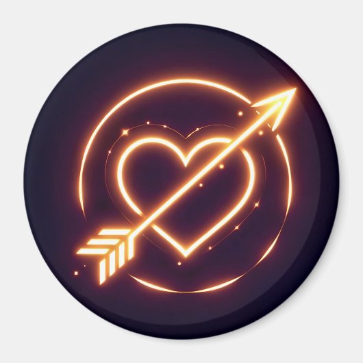 glowing image of a heart with cupid's arrow マグネット (正面)