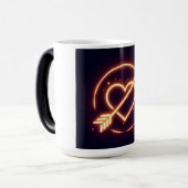 glowing image of a heart with cupid's arrow モーフィングマグカップ (正面左)
