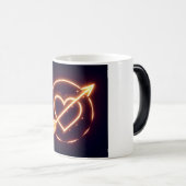 glowing image of a heart with cupid's arrow モーフィングマグカップ (正面右)