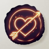 glowing image of a heart with cupid's arrow ラウンドクッション (裏面)