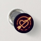 glowing image of a heart with cupid's arrow 缶バッジ (正面&裏面)