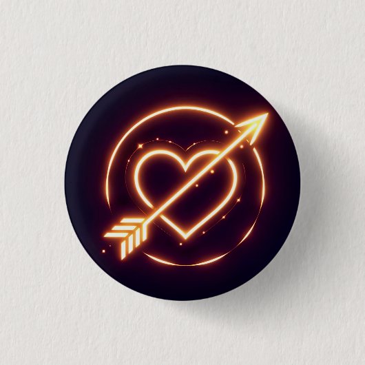 glowing image of a heart with cupid's arrow 缶バッジ (正面)