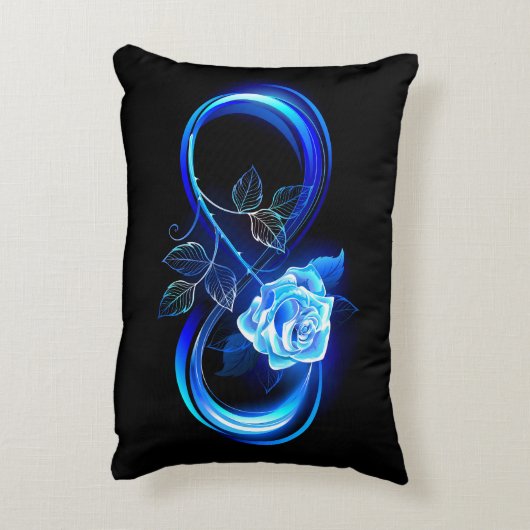 Glowing infinity with blue rose アクセントクッション (裏面(縦))