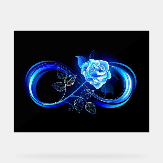 Glowing infinity with blue rose アクリルサイン (正面)