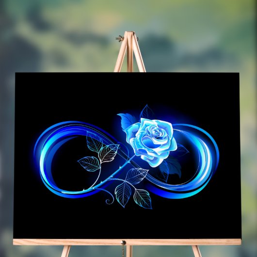Glowing infinity with blue rose アクリルサイン (ニュートラル)