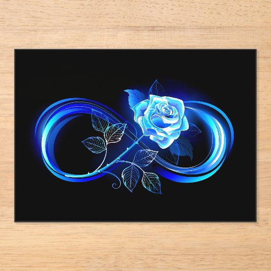 Glowing infinity with blue rose アクリル招待状 (正面)